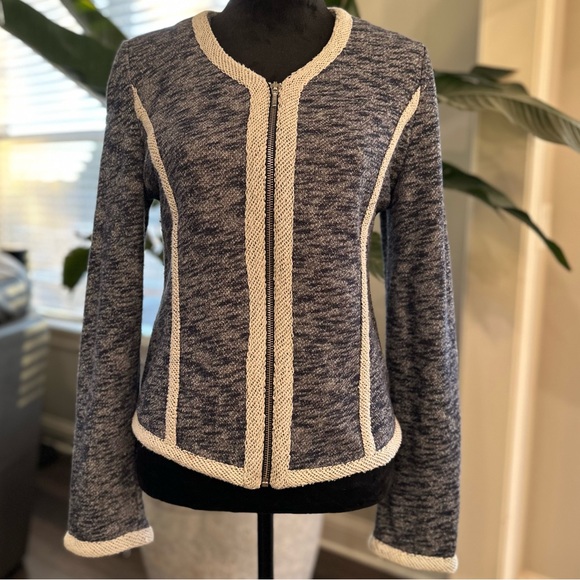Tart Collections Georgiana Sweater Jacket Navy Cream Women Large - Picture 4 of 12